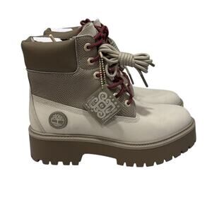 Timberland Stone Street Platform Hiker Boots -White Nubuck-Size: 8.5